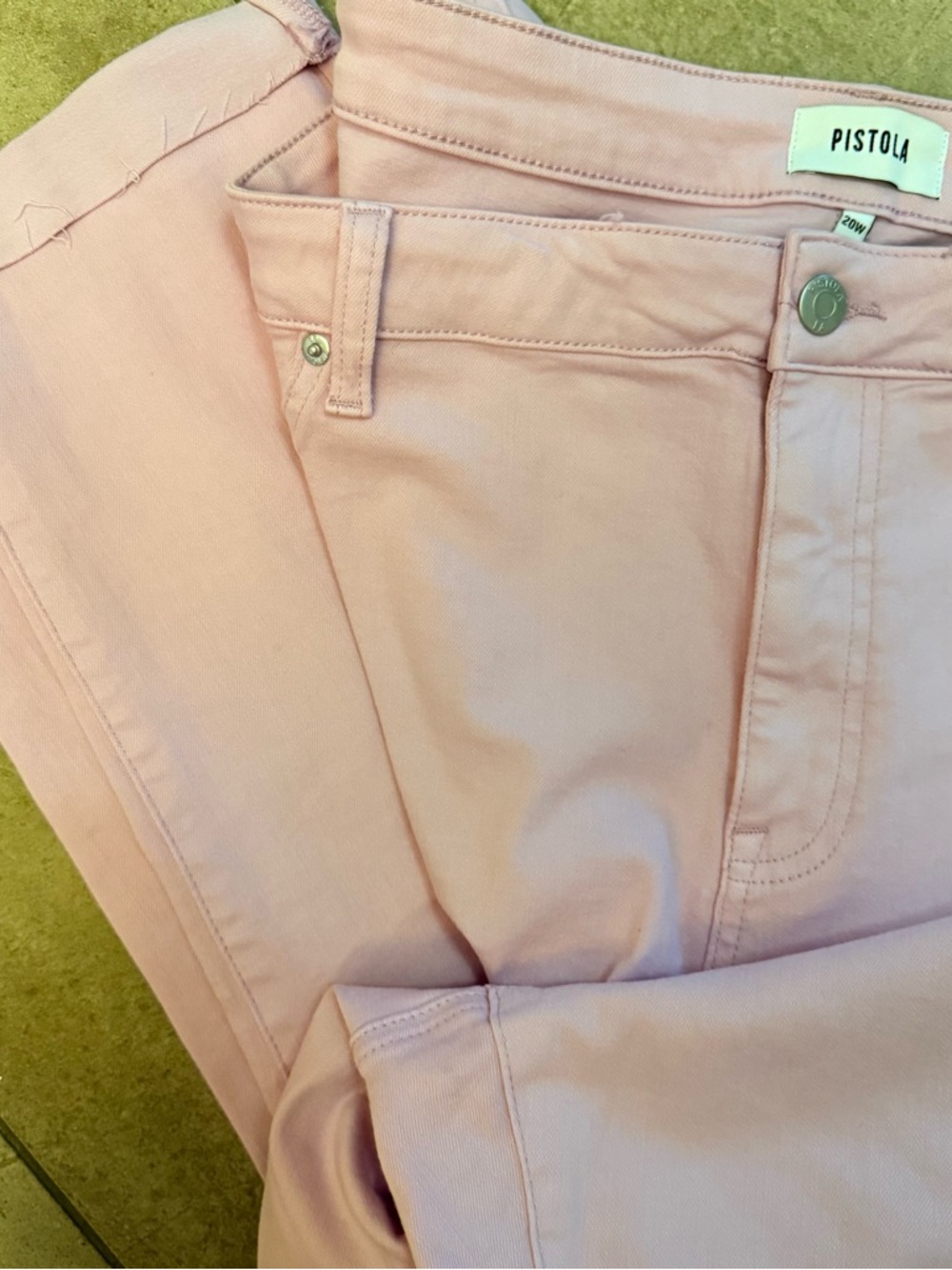 Pistola Blush Pink High Rise Straight Jeans Raw Hem 20W